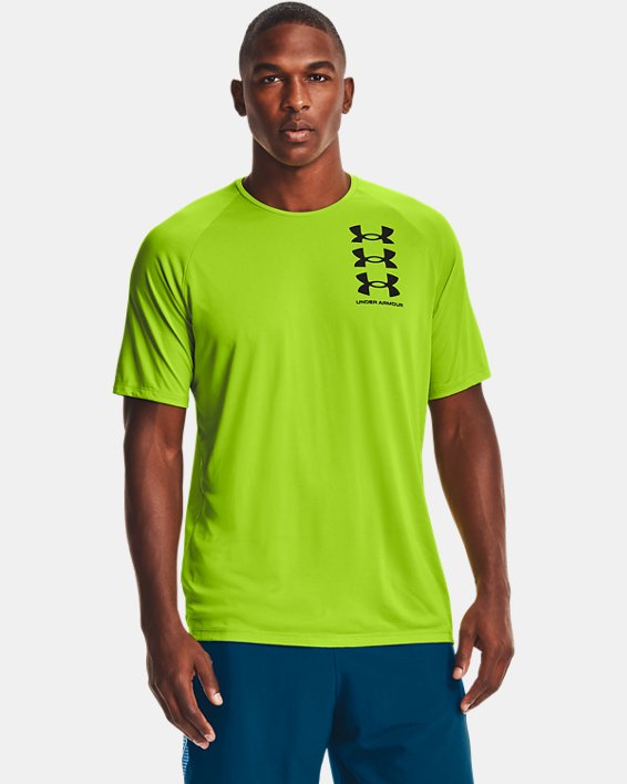 Men's UA Tech™ Triple Logo Short Sleeve, Green, pdpMainDesktop image number 0